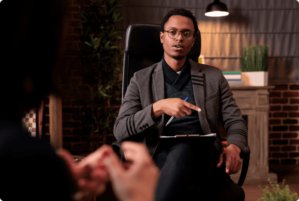 Nigerian therapist meeting a client over a Mytherapist.ng session