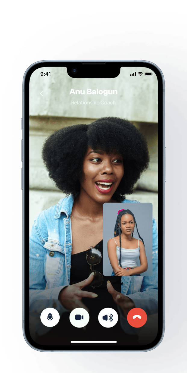 Private video therapy session on MyTherapist.ng app