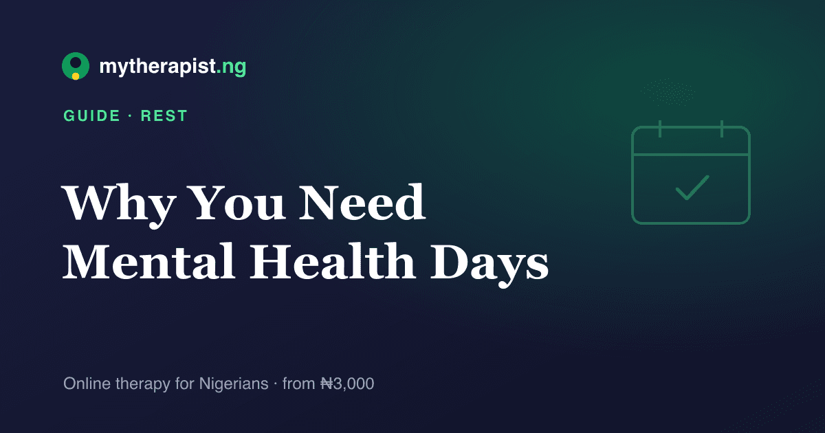 A calendar illustration representing taking mental health days — Mytherapist.ng
