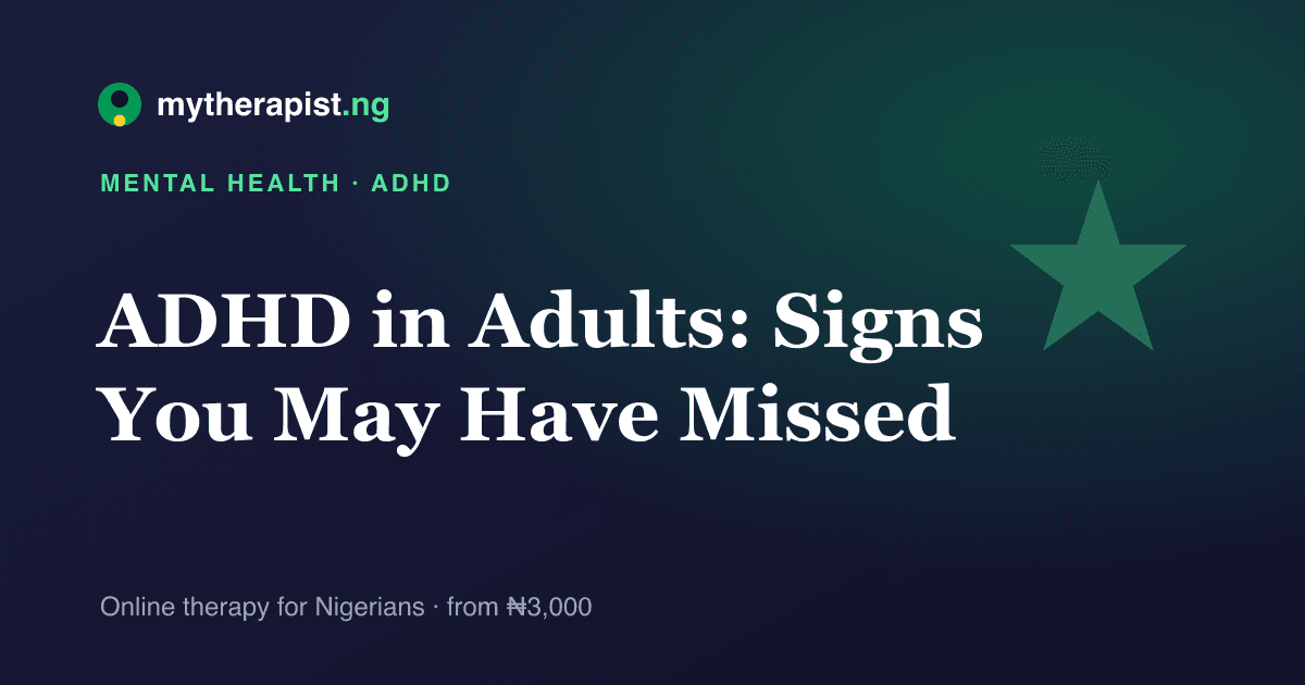 An illustration representing adult ADHD and scattered focus — Mytherapist.ng